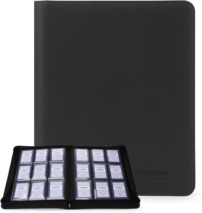 Toploader Binder – 360 Capacity, Zippered Trading Card Holder for MTG, Sports & Collectible Cards – Acid-Free, Durable & Travel-Friendly Storage (Black dots, Toploader Binder)