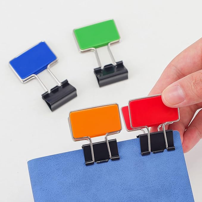 Retangle Medium Paper Clips，Binder Clips, Easy Grip, Assorted Color, Office Supplies，8 Pcs/Set