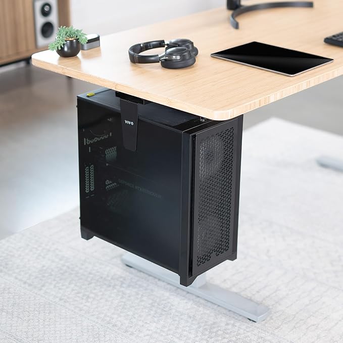 VIVO Under Desk and Wall 8.3 to 13 inch Wide Office and Gaming PC Mount, Large Computer Case CPU Machine Holder with Swivel and Locking, Holds 44 lbs, Black, MOUNT-PC01L