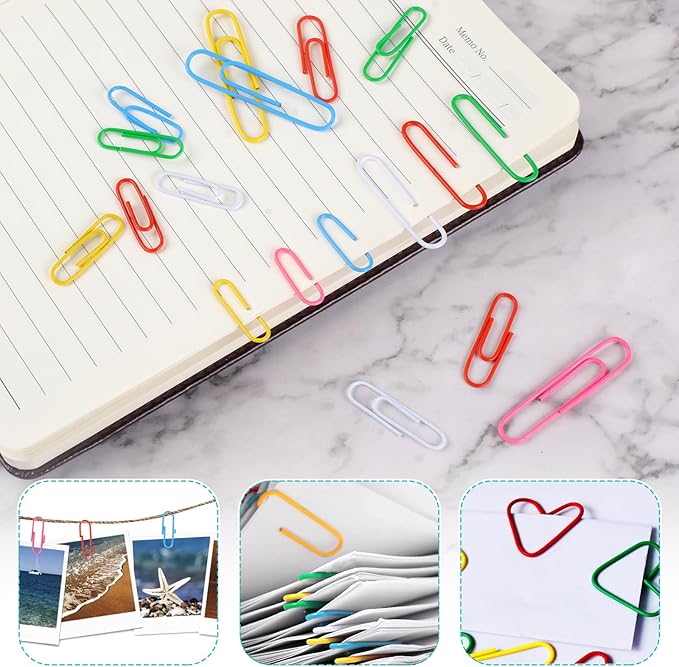 Utron 360PCS Paperclips and Binder Clips Set, Assorted Size Clips Office Supplies in Container with Compartments, Colorful Office Paper Clips for Office and School Supplies, Document Organizing