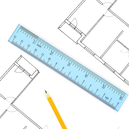 Coopay 6 Inch Math Geometry Tool Plastic Ruler Square Set Includes Straight Ruler, Triangles, Protractor for Student School Office Supplies (Blue)