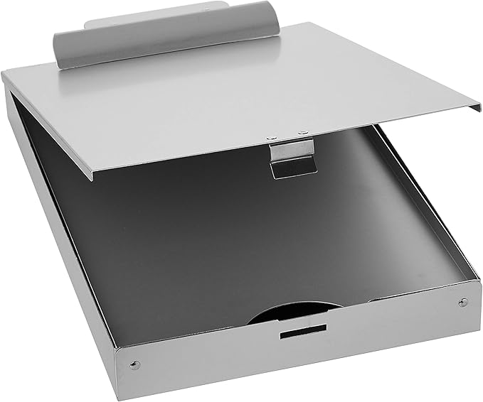Amazon Basics Metal Storage Clipboard, Three-Tier, Office Supplies, Letter Size, Silver, 10-Pack