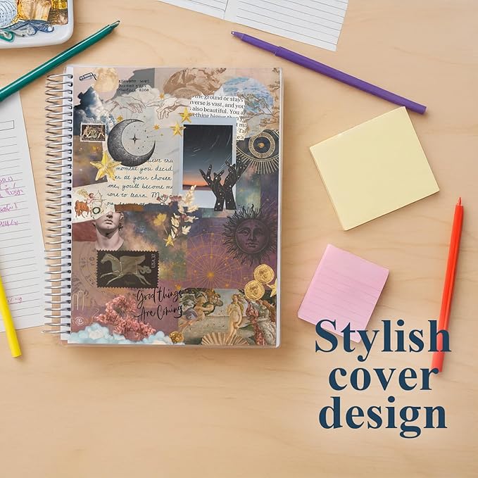Erin Condren 8.5" x 11" Spiral Bound Dot Grid Journal Notebook, Bullet Journal with 160 Pages, Thick Paper for Planning, Sketching, Note Taking, Journaling and Organizing, Cosmic Collage