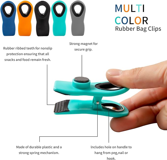 Chip Clips Bread Clips Bag Clips Magnetic Clips Chip Clip Chip Clips Bag Clips Food Clips Clips for Food Packages Chip Bag Clip (10pcs Purple)