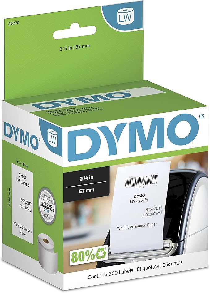 DYMO Authentic LW Continuous Labels, DYMO Labels for LabelWriter Label Printers, 2-1/4" x 300-Feet, 1 Roll