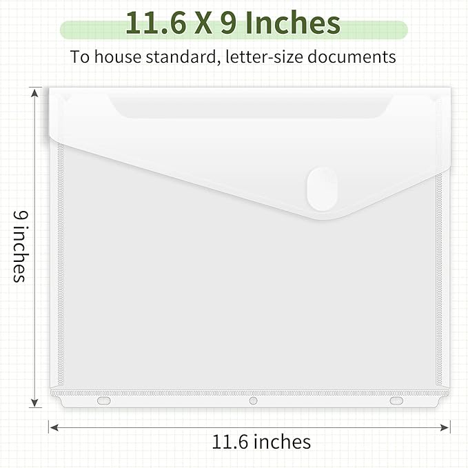 Sooez 30 Pack Binder Folders with Space-Saving Closure, Super Heavyweight Binder Pockets for 3 Ring Binder, High Capacity Clear Binder Pouch, Side Loading, 3 Ring Folders with Pockets, Letter Size