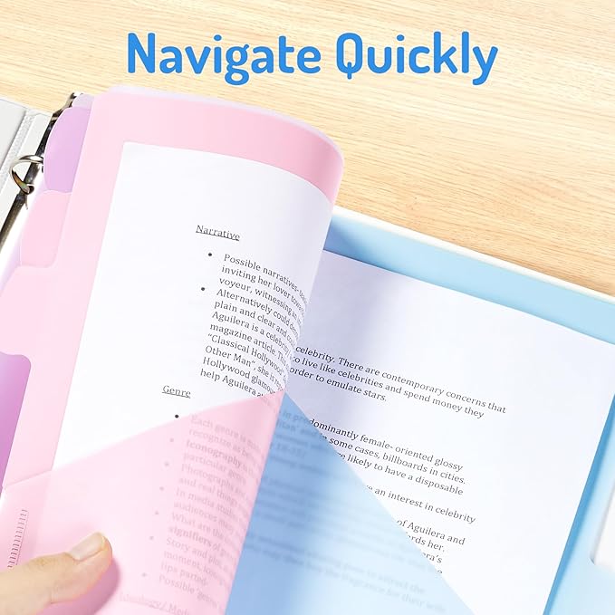 Forvencer 8 Count Dividers with Two Pockets, 8 tab Binder Dividers for 3 Ring Binder Organizer, Binder Divider with Tabs for School Office and Home Organization, Multicolor, 1 Set