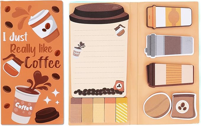 QPIXVB Funny Sticky Notes for Work,Coffee Lover Gifts,Coffee Sticky Notes Set,550 Sheets,Gifts for College Students,Back to School Teacher Gift,Divider Tabs Bundle for Men Women Home School Supplies