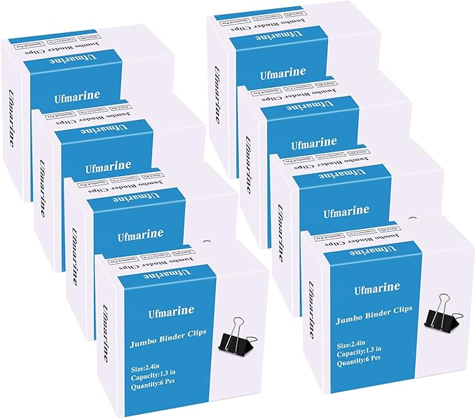Ufmarine Extra Large Binder Clips 2.4 Inch Length, Jumbo Binder Clips for Office (48 Pcs)