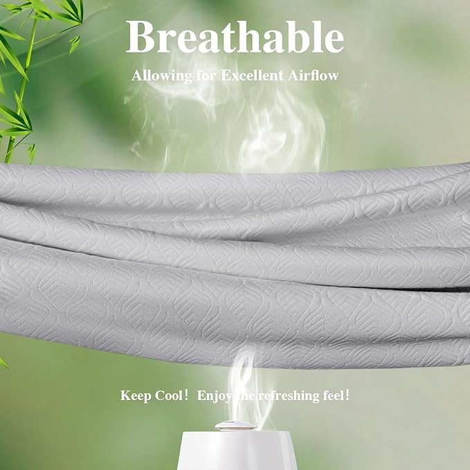 Full Size Mattress Protector, Waterproof Mattress Pad Washable Rayon Mattress Cover Breathable Noiseless Bed Protector 3D Patterns 5" - 21'' Elastic Fitted Deep Pocket(Light Grey)