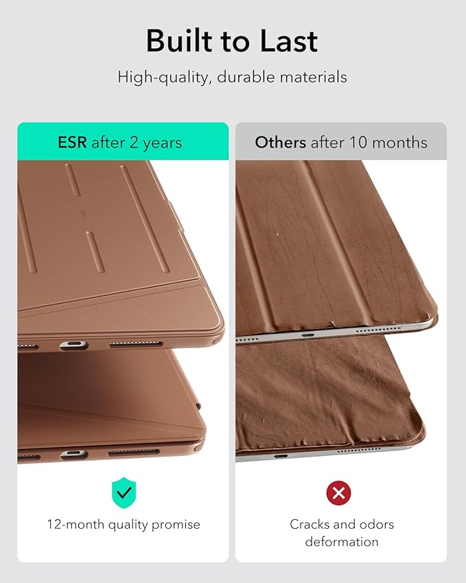 ESR for iPad Pro 13 Inch Case (M5/M4) 2025/2024, Vertical Stand Cover, Multi Stand Angles, Ultra-Stable Case with Pencil Holder, Flip Series, Brown