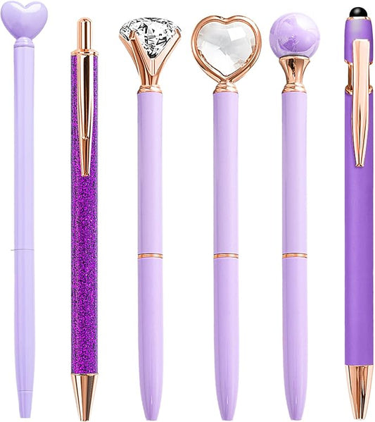 Personalized Pens for Women, 6 Pcs Purple Pens Ballpoint Pen Bulk, 1.0mm Medium Point Black Ink Pen for Journaling, Office and School Supplies Gifts for Nurse Teacher (Purple)