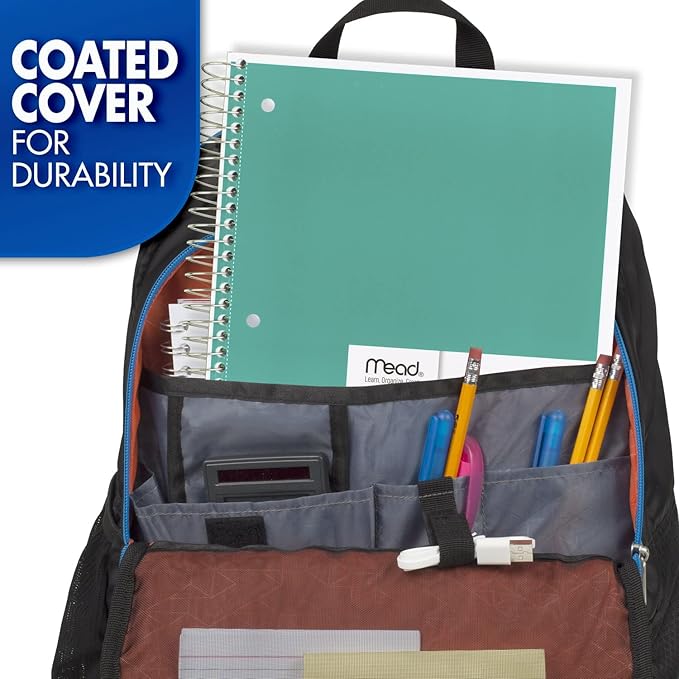 Mead Spiral Notebook, 3 Subject, College Ruled Paper, 8" x 11", 120 Sheets, Color Will Vary (820394-25)