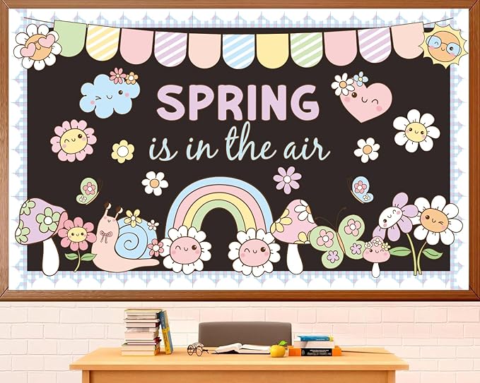 Spring Bulletin Board Set Spring Classroom Decorations is in The Air Flower Cutouts for Classroom School Office Chalkboard Home Wall Window Door Spring Decor Supplies