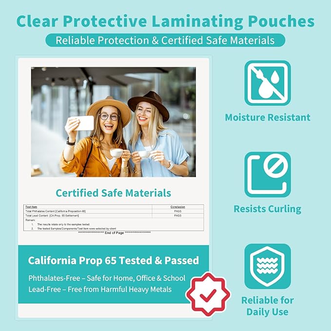 Binditek Laminating Sheets 5 Mil, Universal Fit for All Thermal Laminators, 50 Pack Thermal Laminating Pouches, Letter Size 8.5 x 11 in, Clear Glossy