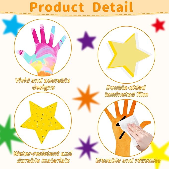 Reach for The Stars Bulletin Board Set Welcome Back to School Bulletin Board Colorful Stars Hands Cutouts for Inspirational Motivational Classroom Decoration Educational Learning Activities Supplies