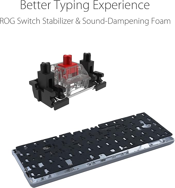 ASUS ROG Falchion Ace 65% RGB Compact Gaming Mechanical Keyboard, Lubed ROG NX Red Switches & Switch Stabilizers, Sound-Dampening Foam, PBT Keycaps, Wired with KVM, Three Angles, Cover Case-Black