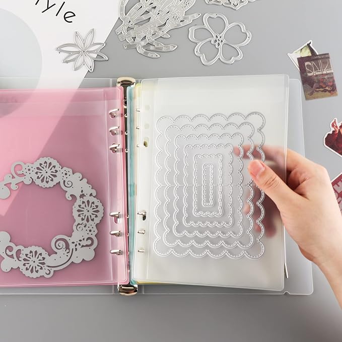 6PCS A5 6 Ring Binder Cover Clean Transparent Soft PVC Tab Dividers for Binders Tab Binder Dividers for 2/3/4/6Ring Binders Refillable Notebook Shell withMatte surfaceforStamp & Die Storage