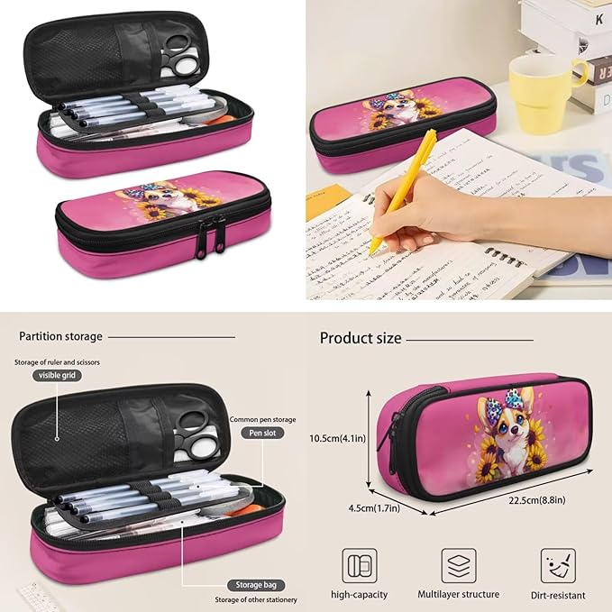 Corgi Dog Backpack for School Girls Boys 4-6 6-8 10-12 Kids School Bag Set with Lunch Bag Pencil Case Water Bottle Sleeve Elementary Preschool Kindergarten School Bookbag