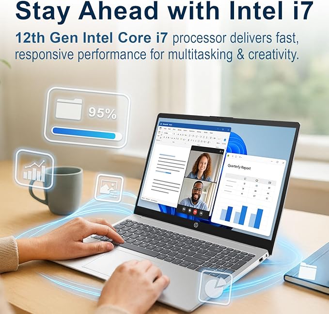 HP 15.6" FHD 1080p IPS Display Laptop | Intel i7-1255U 10-Core Processor | 64GB DDR4 RAM | 1TB PCIe SSD | Win 11 | WiFi 6 | 720P Camera with Privacy Camera Shutter | Thin Notebook for Work & Study