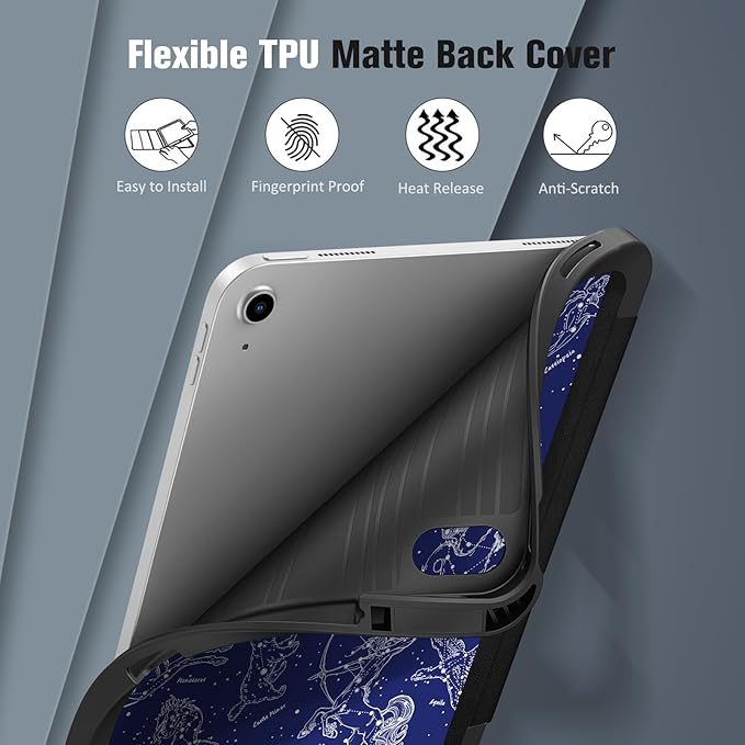 Fintie SlimShell Case for iPad (A16) 11th Generation 11 Inch (2025), iPad 10th Generation 10.9 Inch (2022) - Flexible Soft TPU Stand Back Cover with Pencil Holder, Composition Book Blue