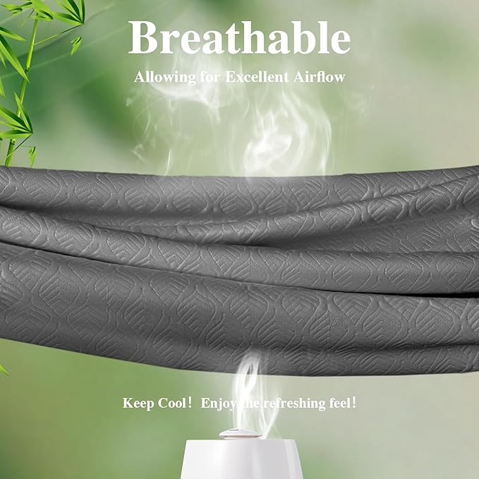 King Mattress Protector, Waterproof Mattress Pad Washable Rayon Mattress Cover Breathable Noiseless Bed Protector 3D Patterns 5" - 21'' Elastic Fitted Deep Pocket(Dark Grey)
