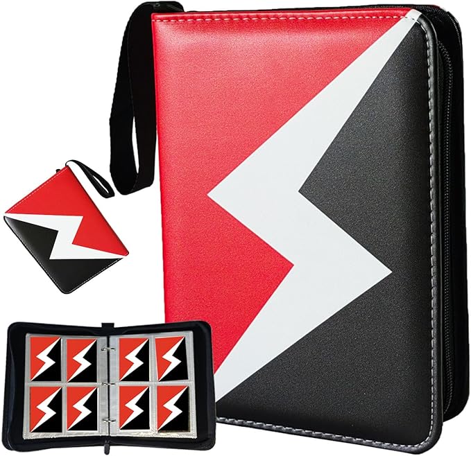 Card Binder 4 Pocket, 3-Ring 400 Pockets Zipper Card Holder Album with Removable 50 Sleeves, Card Folder Book for Trading Cards, MTG, TCG, Yugioh Cards, Sports Cards (Red)