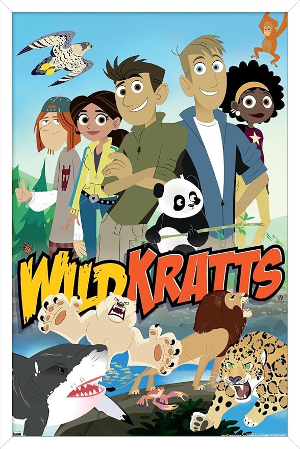 Wild Kratts - Group Wall Poster, 34L" x 22.4W", White Framed Version