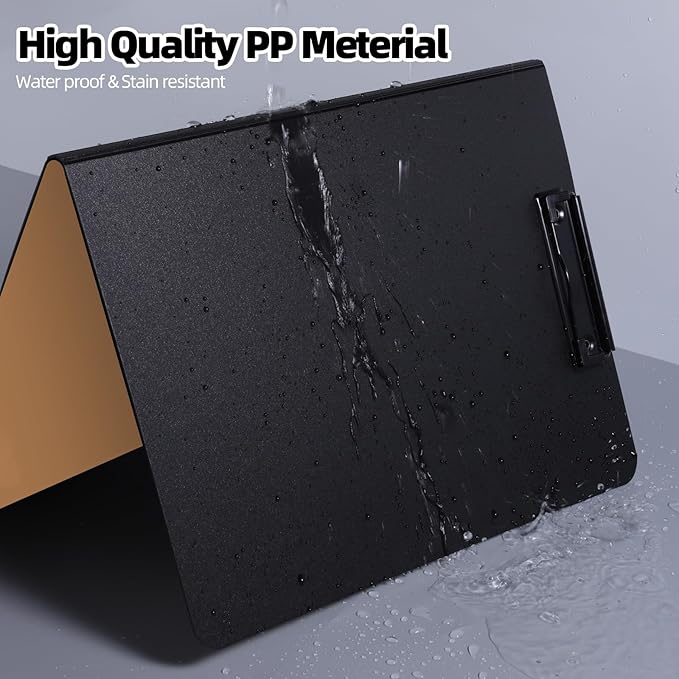 Clipboard Folder, A4 Foldable Clipboard with Horizontal and Vertical Double Metal Clips, 360 Degree Foldable Binder Clipboards with Pen Holder, File Cover Work Folder Clipboards, Orange