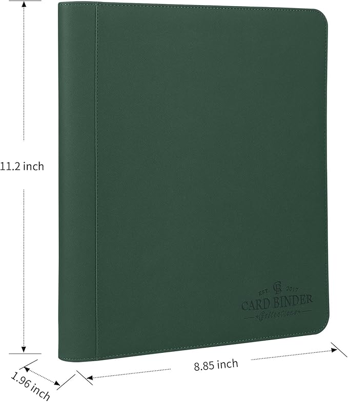 Toploader Binder,Toploader Hard Cases, 4-Pocket Pages Sleeves Hold up 128 Cards.Toploader Card Binder with Sleeves for “3×4” rigid，Card Holder(Blackish Green)