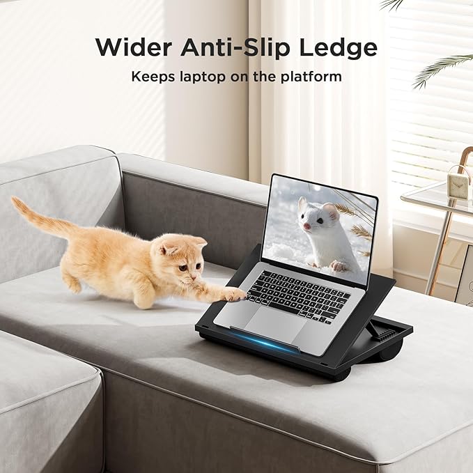 HUANUO Laptop Desk, Portable Laptop Stand Fits Up to 15.6 Inch Laptops, Adjustable with 8 Angles Lap Desks for Adults - Dual Cushion Desk for Sofa, Bed, Car or Work Table