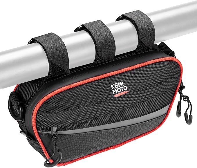 KEMIMOTO UTV Roll Cage Storage Bag Universal 1680D Grab Handle Storage Bag Dimensions 11" x 5" Side by Side Accessories Compatible with UTV, ATV, Golf Cart, Bike, Off-road Vehicle, Black and Red