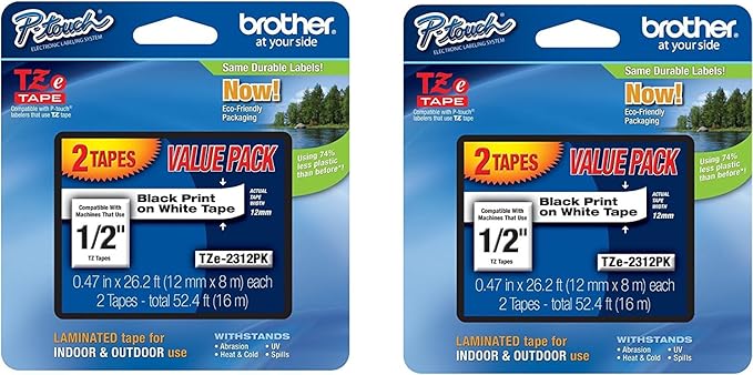 Brother Tze-231 Labelling Tape Black on White - 4 Packing Retail Packing