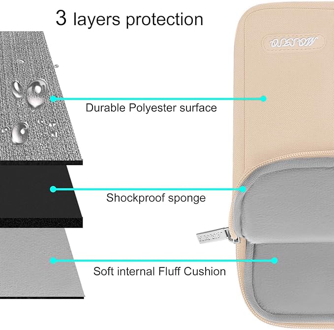 MOSISO Laptop Case 15 inch, 15 inch Laptop Sleeve Compatible with MacBook Air 15 M4 A3241 M3 A3114 M2 A2941 2025 2024 2023,Dell XPS 15,Polyester Vertical Computer Sleeve Bag with Pocket, Apricot