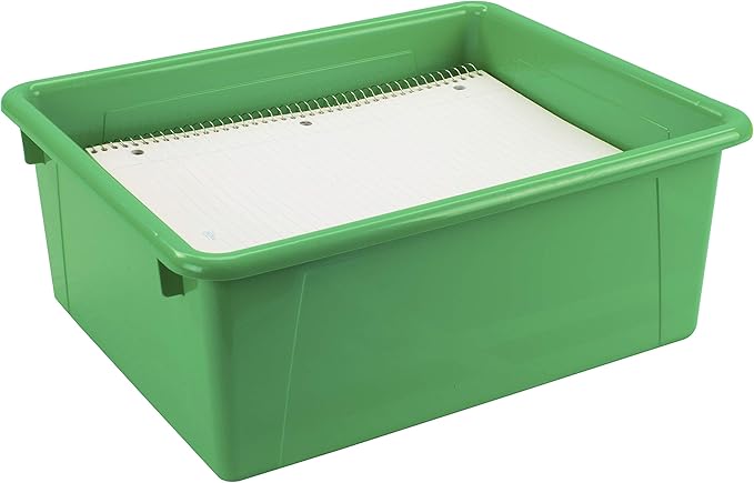 Storex Letter Size Deep Storage Tray – Organizer Bin for Classroom, Office and Home, Green, 10-Pack (62527A05C), 10 x 13 x 5 Inches