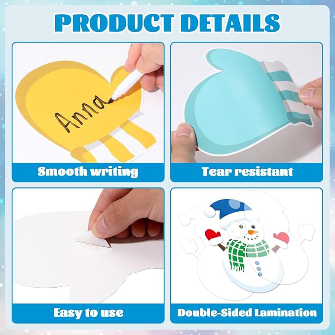 Winter Bulletin Board Decorations Winter Classroom Cutouts Snowman Snowflake Colored Gloves Paper Decors for Christmas Holiday School Classroom Chalkboard Home Door Wall Party Decor Supplies
