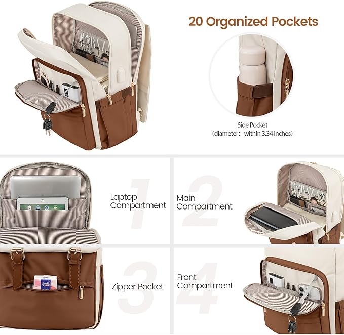 LOVEVOOK Travel Laptop Backpack Purse for Women Fashion Vintage Computer Backpack 15.6 Inch Large Teacher Nurse Backpack Casual Daypack for Business Work College