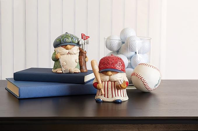 Enesco Jim Shore Heartwood Creek Athletes Baseball Player Batter Up Gnome Mini Figurine- Resin Hand Painted Crafted Collectible Decorative Figurines Home Decor Sculpture Shelf Statue Gift, 4 Inch