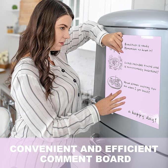 Dry Erase Board Sticker- Whiteboard Stickers-8.3''x11.7'' Removable Dry Erase Sheets- Fridge Dry Erase Paper for Wall/Desk/Refrigerator/Door/Locker/Home/Office/Classroom (Purple-2Pcs)