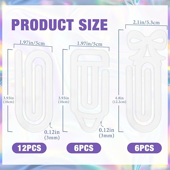 48 Pack Acrylic Sublimation Paper Clips Blanks, 4" X 2" 24Pcs Jumbo Sublimation Paper Clips with 24Pcs Gift Bags Personalized Paperclips Bookmark for DIY Crafts, Home Office School Supplies