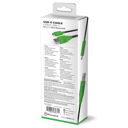 PowerA USB-C Cable for Xbox Series X|S, cable, USB, officially licensed