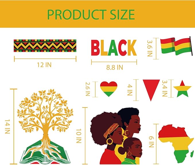 Black History Month Bulletin Board Decorations Set, Black History Month Inspirational Borders Cutouts for Classroom Home Chalkboard Wall Door Decor African American National Holiday Party Supplies