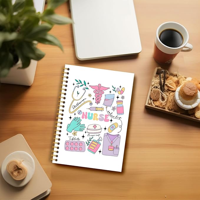 Colourful Nurse Notebook, Nursing Gifts for New Grad Nurses Journal, Nurse Appreciation Gifts Journal, Trendy Nursing Hardcover Spiral Notebooks 5.5x8.3 Inch