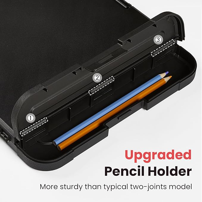 Sooez Reinforced Clipboard with Storage, Inner Plastic Folder Attached, Heavy Duty Plastic Clip Boards 8.5x11 with Pen Holder, High Capacity Nursing Clipboard for Teacher Office Home, Letter / A4 Size