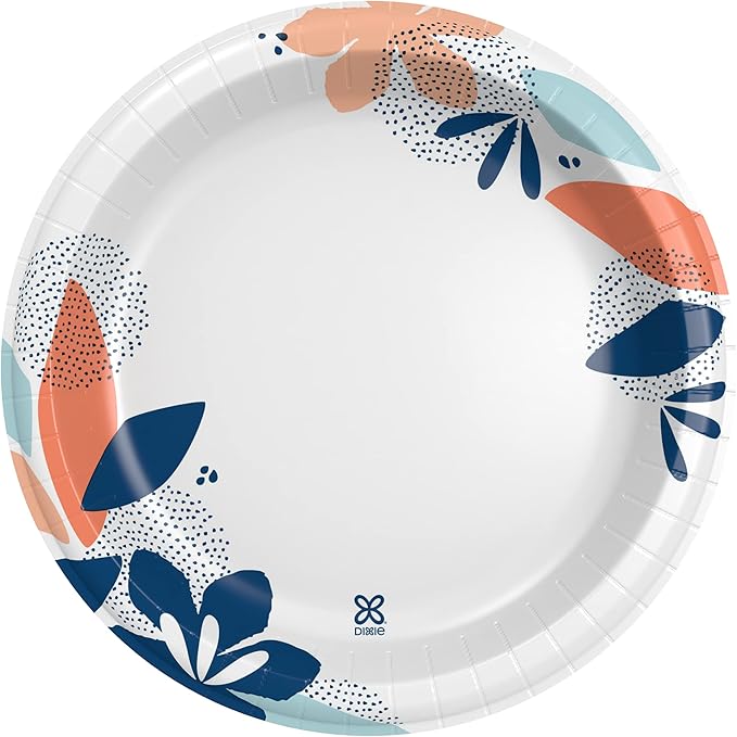 Dixie Large Paper Plates, 10 Inch, 2X Stronger*, Microwave-Safe, Soak-Proof, Cut Resistant, Disposable Plates for Everyday Breakfast, Lunch, & Dinner Meals, 54 Count (Pack of 2)