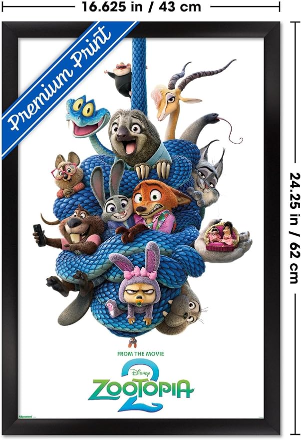 Disney Zootopia 2 (2025) - Group One Sheet Wall Poster, 22.4L" x 14.7W", Black Framed Version