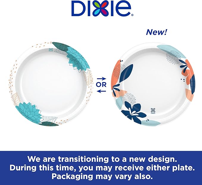 Dixie Large Paper Plates, 10 Inch, 2X Stronger*, Microwave-Safe, Soak-Proof, Cut Resistant, Disposable Plates for Everyday Breakfast, Lunch, & Dinner Meals, 54 Count (Pack of 2)