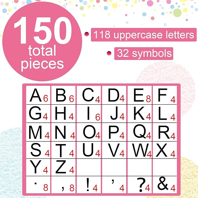 150 PCS Large 6" Bulletin Board Letters Set, Preppy Patch Party Pastel Classroom Alphabet Cutout Letter for Bulletin Board Display Home School, A Great Helper to Inspire Students' Learning Interest