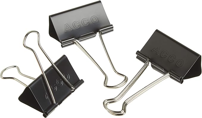 ACCO Binder Clips, Large, 2 Boxes, 12 Clips/Box (72102)
