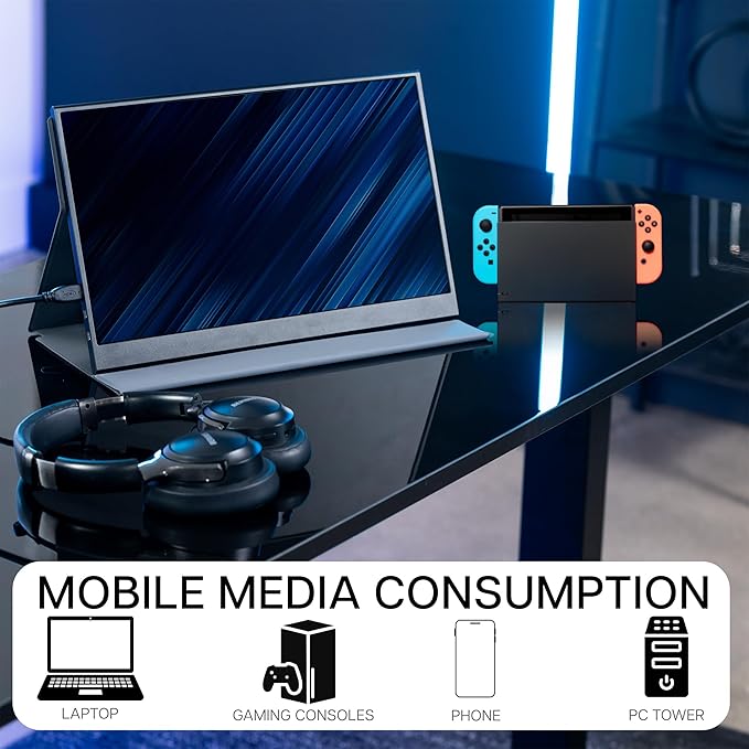 VIVO 15.6 inch Portable Monitor with Laptop Screen Extender Holding Bracket, Fits Laptops up to 18.5 inches, Black, STAND-PM01M